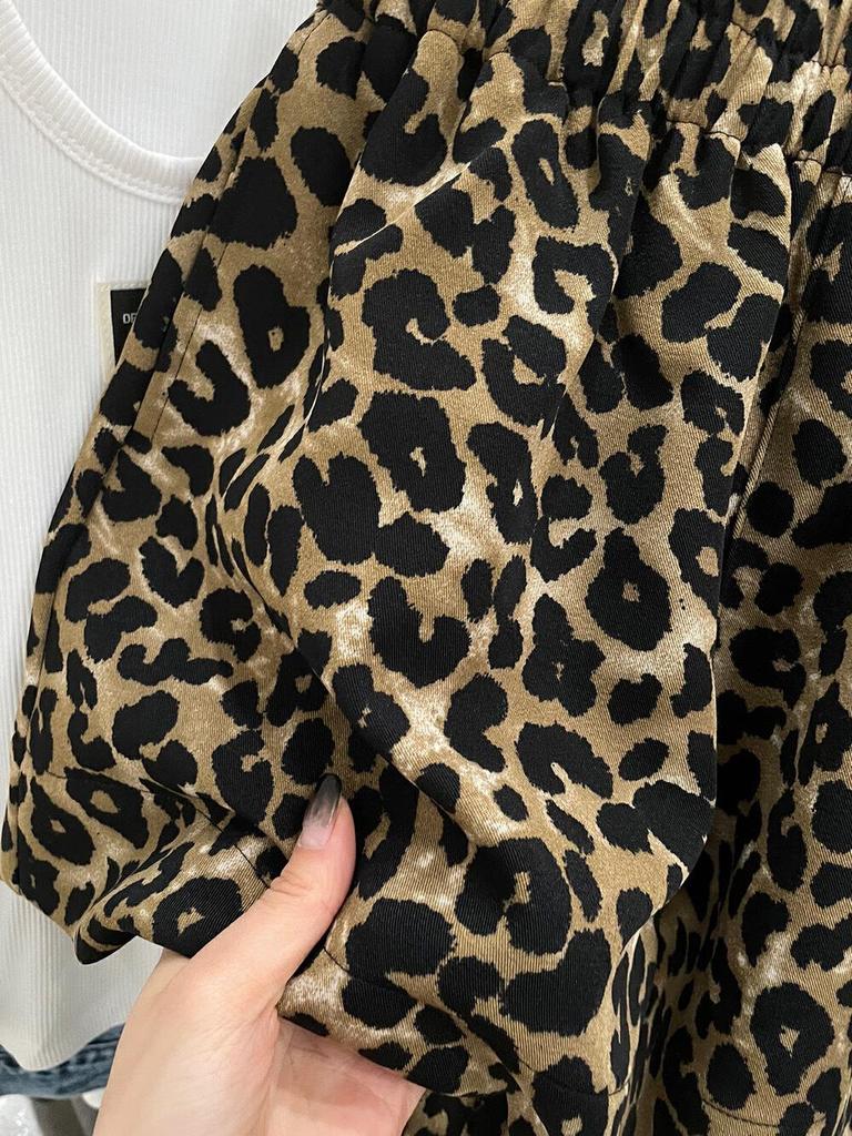 Women's XL Leopard Print High-Waist Elastic Slim Shorts - New Summer Fashion Style for Sizes 2-300 Lbs