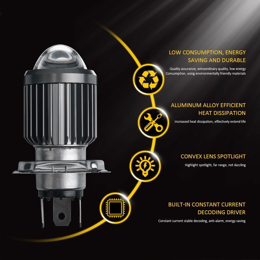 H4 H6 12V LED Motorcycle Headlight Bulb Moto Spotlights CSP Lens White Yellow High/Low Beam Lamp Scooter Accessories Fog Lights