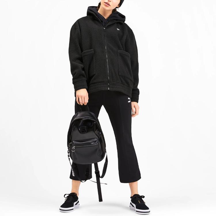 Puma Куртка флисовая Downtown с застежкой-молнией и воротником-стойкой, теплая, женская, черная 595698-01