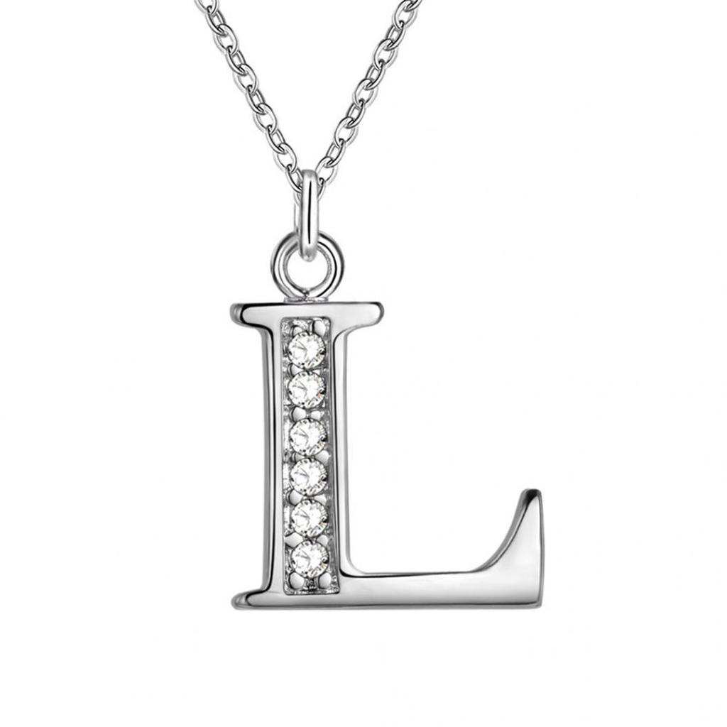 Simple Shiny Zircon 26 English Letters Pendant Women Men Thin Necklaces Jewelry MIT