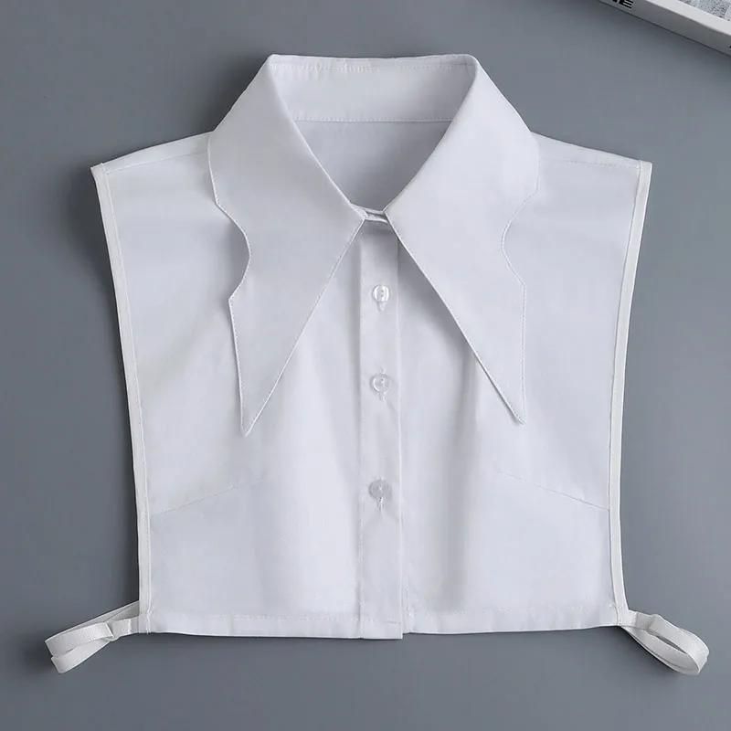 New Women White Lace Fake Collar Vintage Shirt Detachable Collar Front Tie Men Lapel Blouse Top Sweater Cotton False Collars