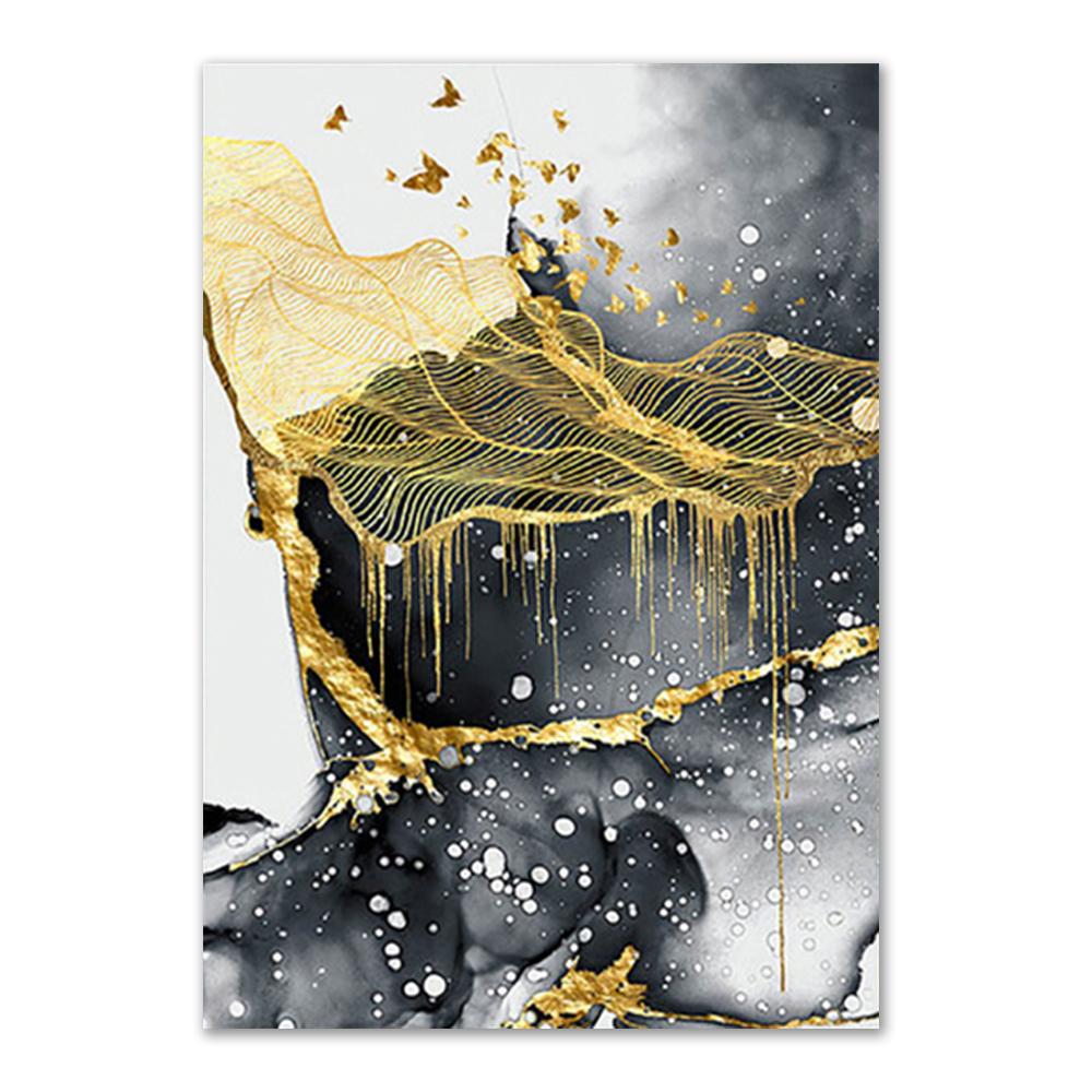 Golden Black Marble Canvas Art Luxury Painting Decoration Home Wall Art Picture for Living Room Canvas Wall Art Pictures Decor
