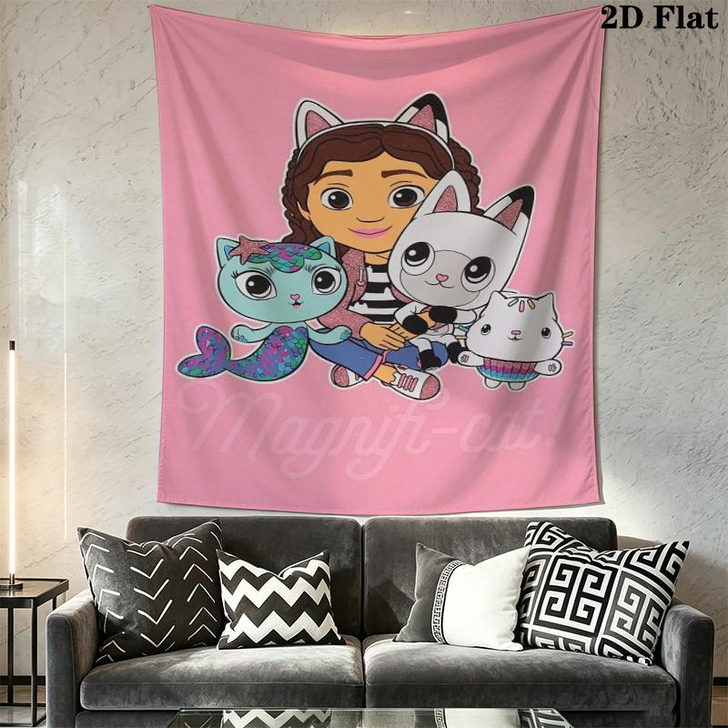 Gabby's Dollhouse Wall Tapestry Aesthetic Wall Hanging Printed Fabric Blanket Decorative Tapestries for Bedroom Living Room Home Decor