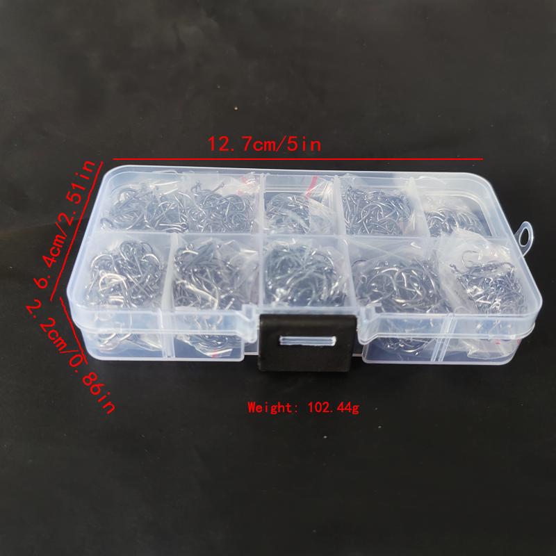 High Carbon Steel Fish Hook Barbed 600PCS 3#-12# Series in Fly Fishhooks Worm Pond Fishing Bait Holder Jig Accessories Pesca