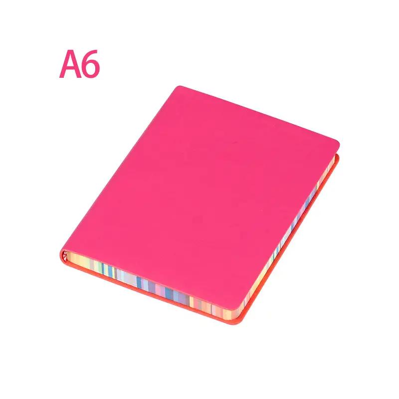 1pc A5/A6 Cute Notebook With Rainbow Border 200page Lined Papers For Student Record Drawing Excerpt School Office Supplies