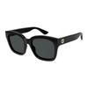 Double G Logo On Side Plate Frame Square Sunglasses Women's Black