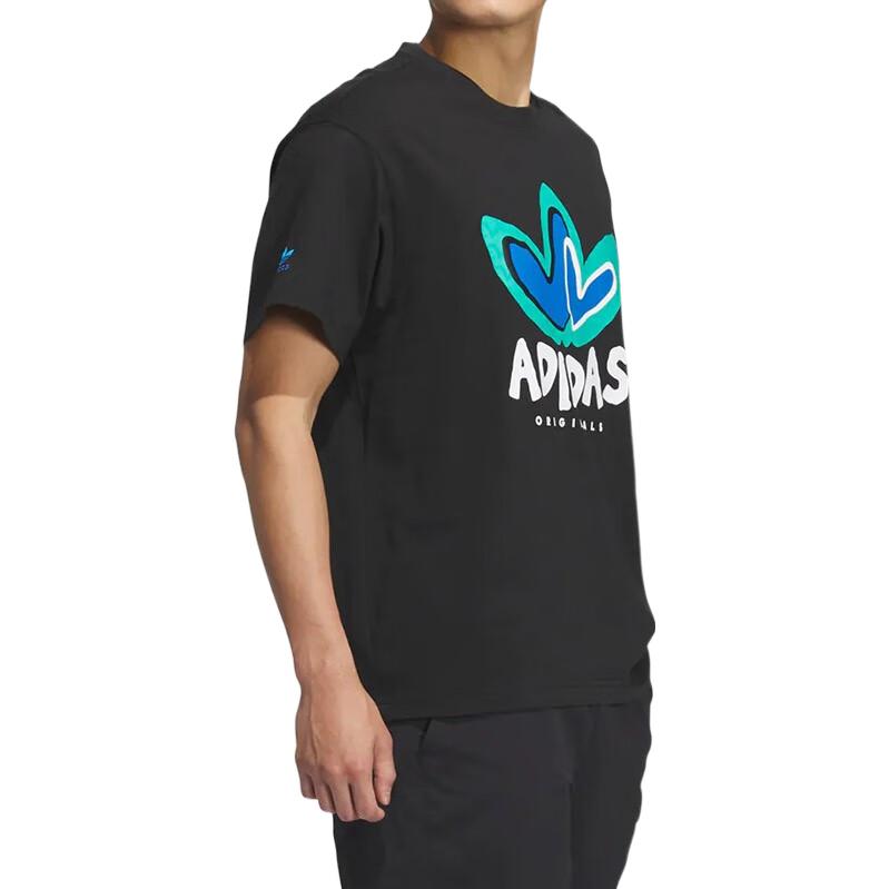 adidas Оригинальная футболка унисекс с круглым вырезом и логотипом в форме сердца, специальная коллекция, топы унисекс, черный IK8668