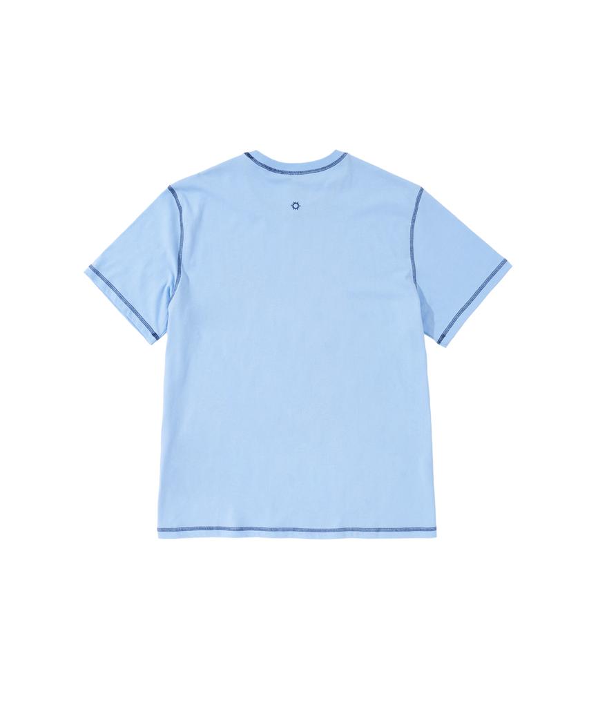 HELLO SUNRISE Hs Doodle Typo Stitch Tee_Sky Blue