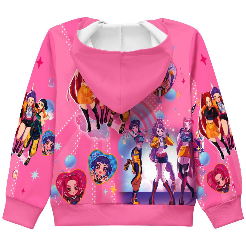 Худи для девочек 3D Мультяшная куртка Толстовка Музыкальная на молнии с капюшоном с длинным рукавом Топы