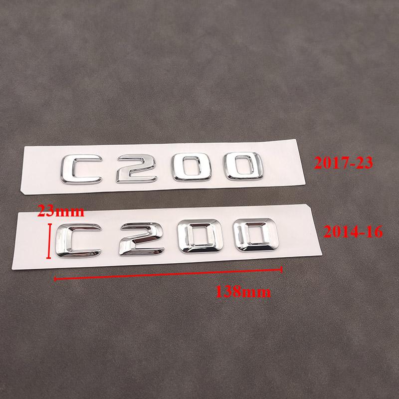3d ABS Chrome Black Logo C200 Emblem Adhesive Letters HSWTU Decal Car Trunk Badge For W204 W205 C 200 C200 Sticker Accessories