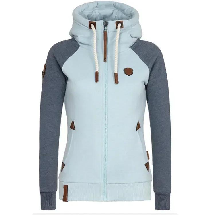 Women's Casual Hoodies Jacket Zipper Mixed Colors Ladies' Coats Tops Casual Sweatshirt Hoodies Large Size Women Clothes