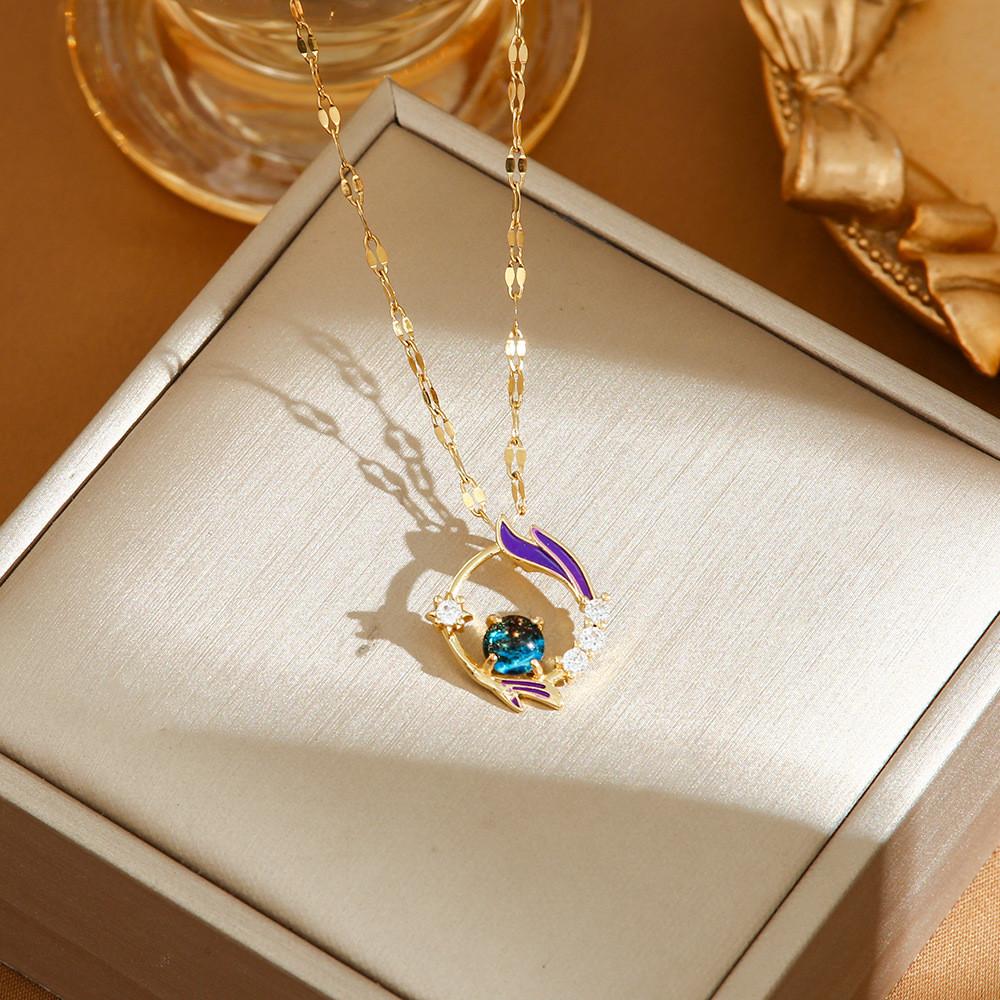 Уникальное ожерелье из титановой стали, вдохновленное природой, с красивыми элементами океанской волны и звезды