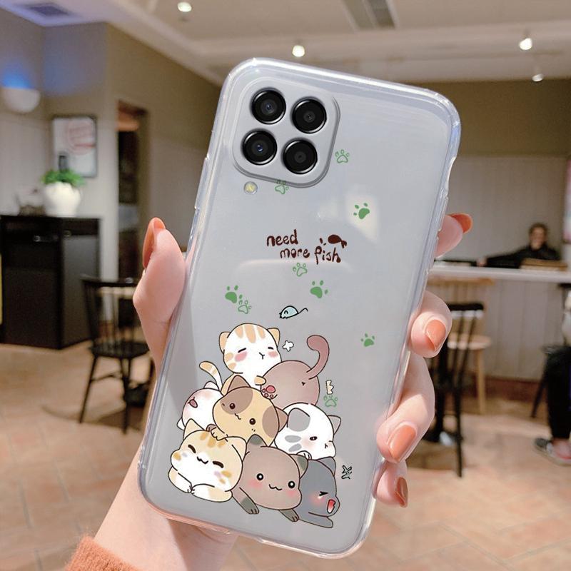 Чехол для Samsung Galaxy M33 5G Милый Кот Мультяшный Защитный Мягкий Силиконовый Чехлы для Телефона Для Samsung M 33 GalaxyM33 Бампер Прозрачный Чехол