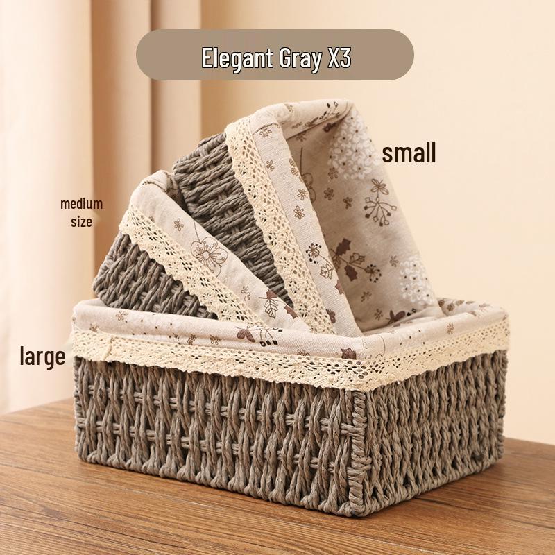 Rattan Desktop Storage Basket for Clothes, Cosmetics, and More