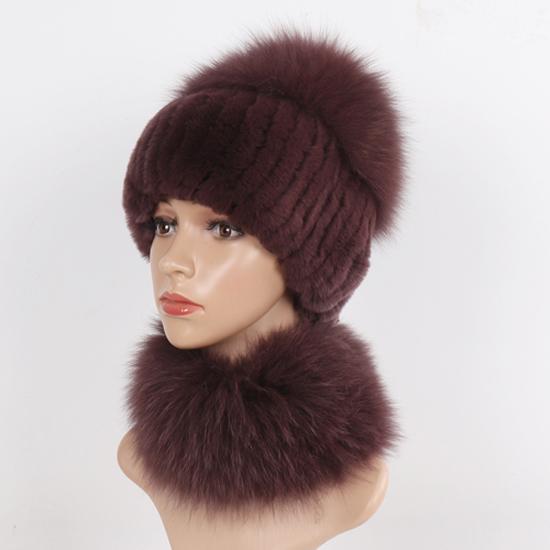 Новые зимние женские роскошные шапки из натурального лисьего меха, комплекты шарфов, натуральный мягкий вязаный теплый топ из меха кролика рекс, шапки из лисьего меха, шарфы, 2 шт.