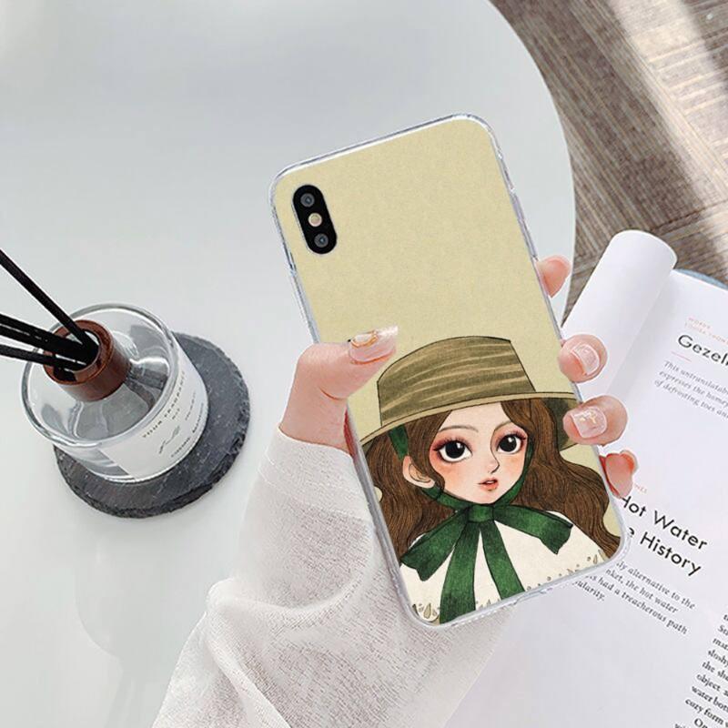 Sweet Girl Hand Drawns Phone Case For IPhone 14 13 12 11 XS X 8 7 6 Plus Mini Pro Max SE 2022 Soft Transparent Phone Cover