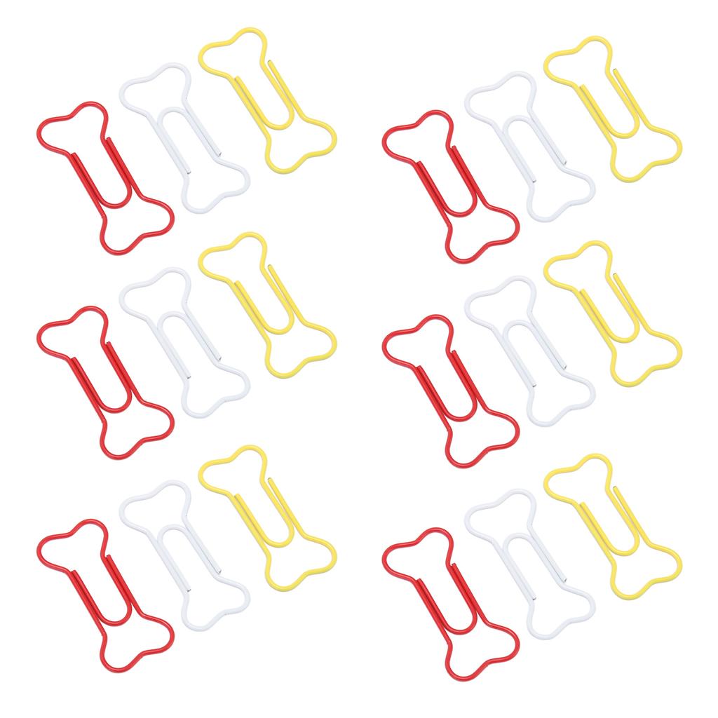 100pcs Bone Shape Paper Clips Rustproof Plating Process Increased Slip Resistance Cute Metallic Paper Clips for Office