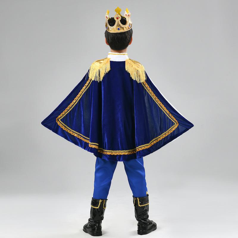 Red The King Prince Cosplay Costume for  Halloween Carnival Party Blue Cloak Scepter Crown Jacket Prince Suit 7 Pcs Makeup Party