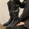 2025 Autumn and Winter New Round Head Thick Heel Niche Fashion Boots Korean Version Temperament Boots But Knee