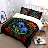 Blue iris, orange flowers. Bedding sets Duvet cover sets Duvet covers Pillowcases(1 * Duvet Cover 2 * Pillowcases without duvet insert)