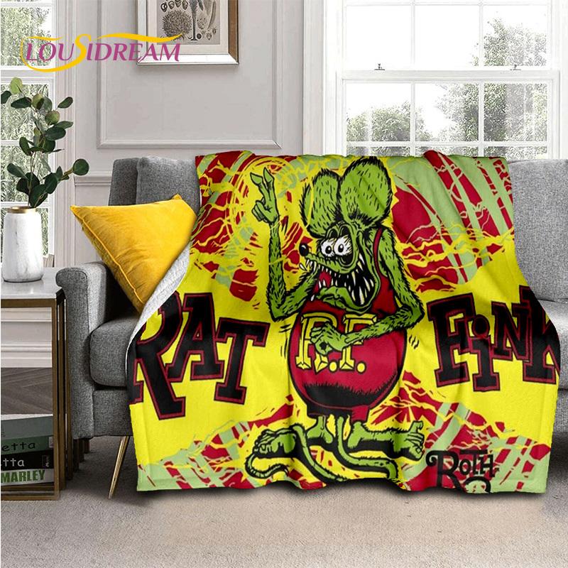 Одеяло с изображением мотоцикла, автомобиля и забавной крысы Fink, мягкое одеяло для дома, спальни, кровати, дивана, пикника, путешествия, офиса