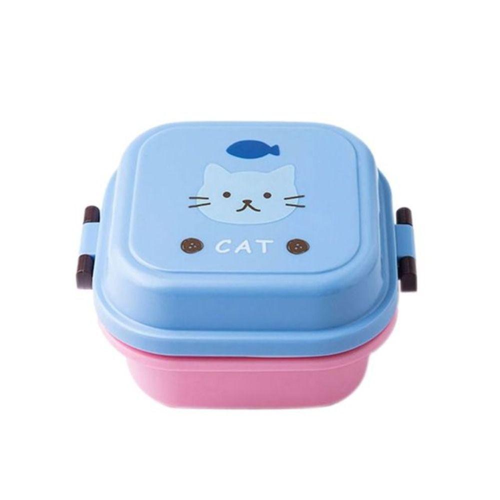 Double Layer Fruit Animal Children Plastic Food Storage Box Tableware Lunch Box Fresh Keeping Box