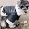 Одежда для собак Зимняя Утепленная Модная Брендовая Мотоциклетная Куртка с Меховой Подкладкой для Маленьких Собак Тедди Померанский Шпиц Шнауцер Кошки