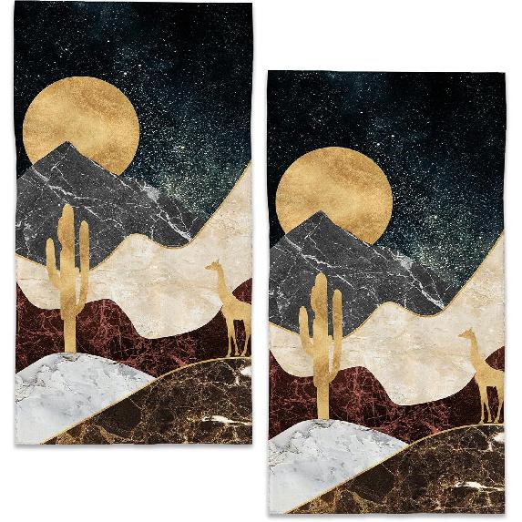 Red Black Glitter Hand Towels Set of 2,28 x 14 Inch Bathroom Towel Soft Absorbent Kitchen Hotel Spa Laundry Room Gym Face Towel Decor