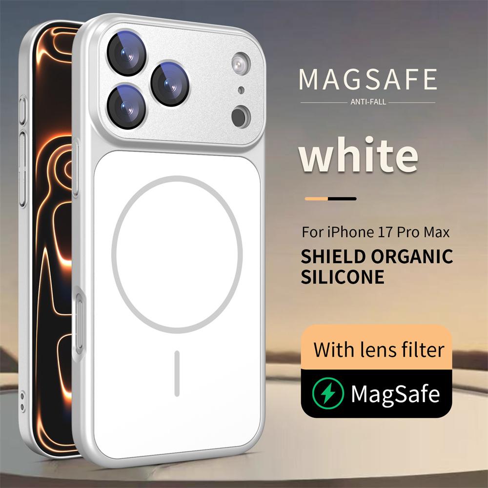 Для Magsafe Магнитный противоударный чехол для телефона для iPhone 17 Pro Max Air 16 15 14 13 Нано-матовый Защита объектива Стекло Жесткий чехол