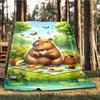 1pc Capybara Picnic Print Outdoor Blanket, Lightweight Polyester,