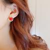 Simple Cute Red Geometric Rhinestones Stud Earrings  New Korean Style Earings Jewelry Wholesale