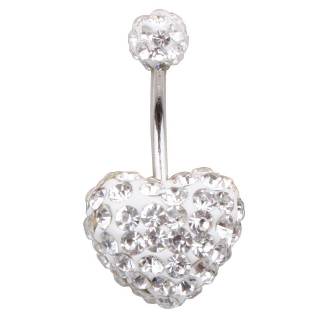 Heart-shaped Crystal Stainless Steel Umbilical Ring Navel Piercing Body Piercing Belly Button Rings