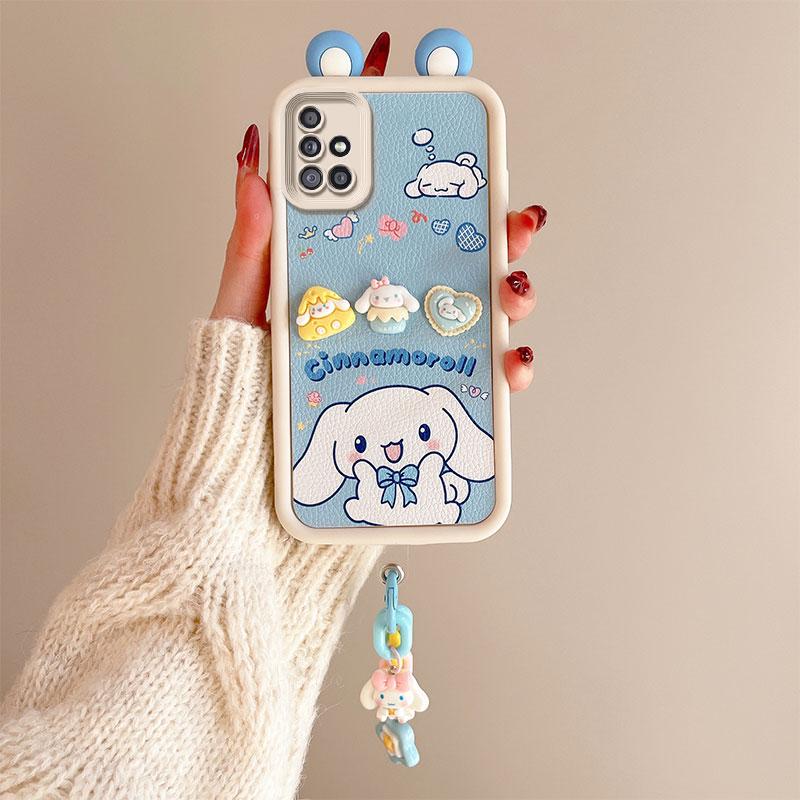 KEYSION Милый чехол с 3D-мультяшным изображением уха для Samsung A51 4G с браслетом, мягкий силиконовый противоударный чехол для задней панели телефона Galaxy A51 4G