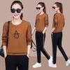 Женская европейская и американская мода весна/осень: Повседневный спортивный комплект из двух частей свитера с длинными рукавами
