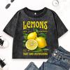 Lemons Local Hand Picked Printing Washed T Shirt Women Cotton Casual T Shirts Slim Summer Clothes Comfortable Top