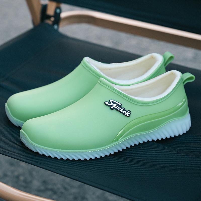 Женская мода Уличная ходьба Противоскользящие Короткие сапоги с флисом Дождевые сапоги и Резиновые сапоги