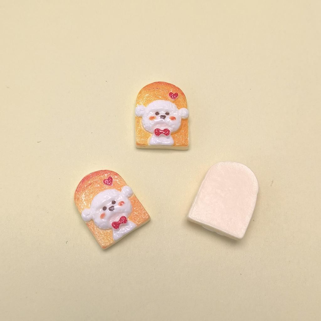 Mini Cartoon Resin Animal Toast Flatback Cabochon Scrapbooking for Phone Decoration DIY Jewelry Craft Dollhouse Accessories