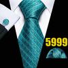 Mens Fashion Neckties Teal Silk Tie Pocket Square Cufflinks Blue&Green Formal Casual Ties