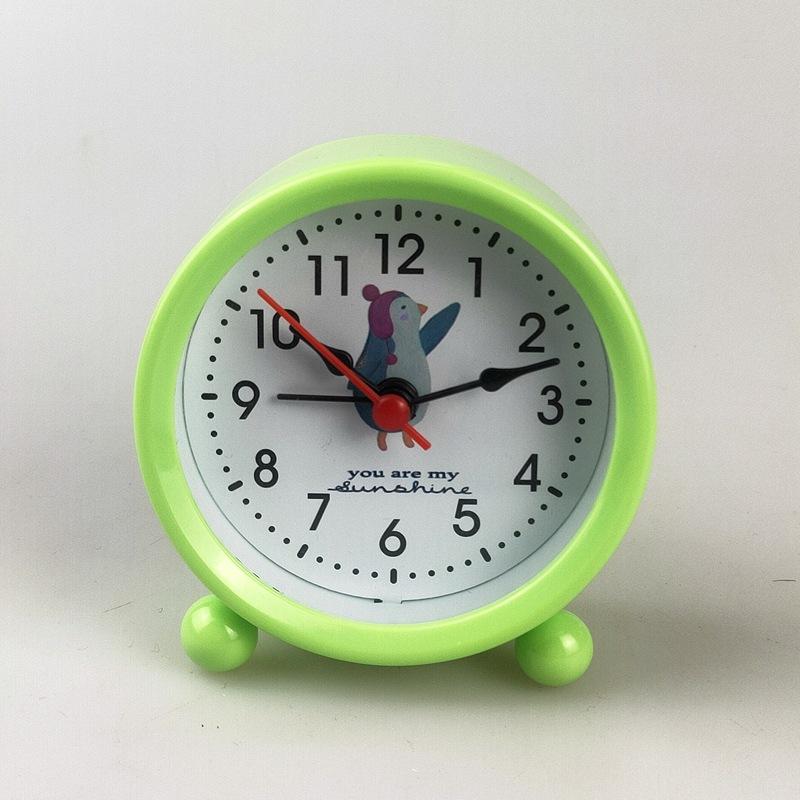 Мини детский будильник с подсветкой, прикроватные часы, круглые мультяшные часы, простые прикроватные часы