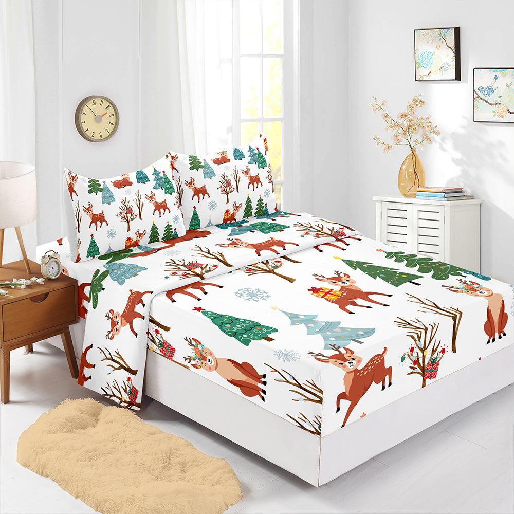 Popular Christmas Mattress Four-Piece Children'S Bedding Digital Printing Mattress Protective Cover