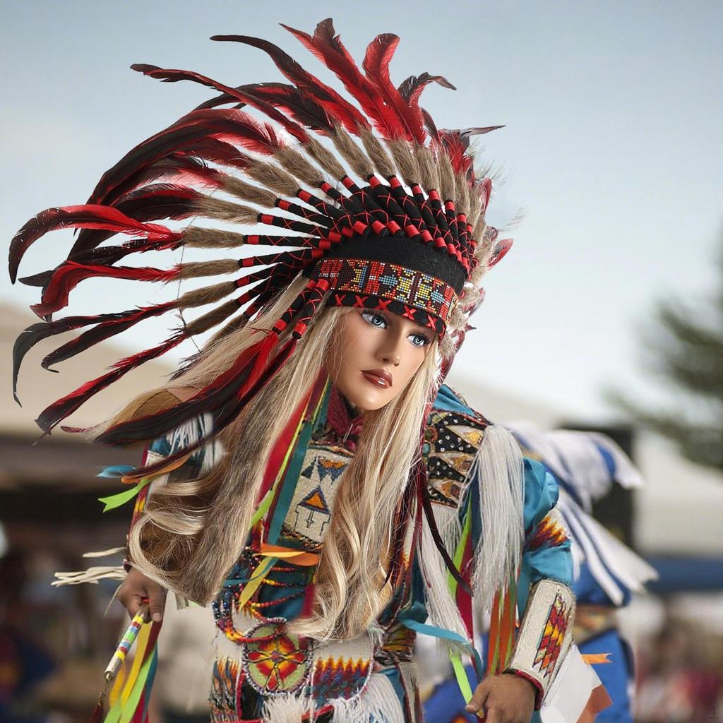 Artificial Feather Headdress ,Chief Costume Headpiece for Halloween Carnival