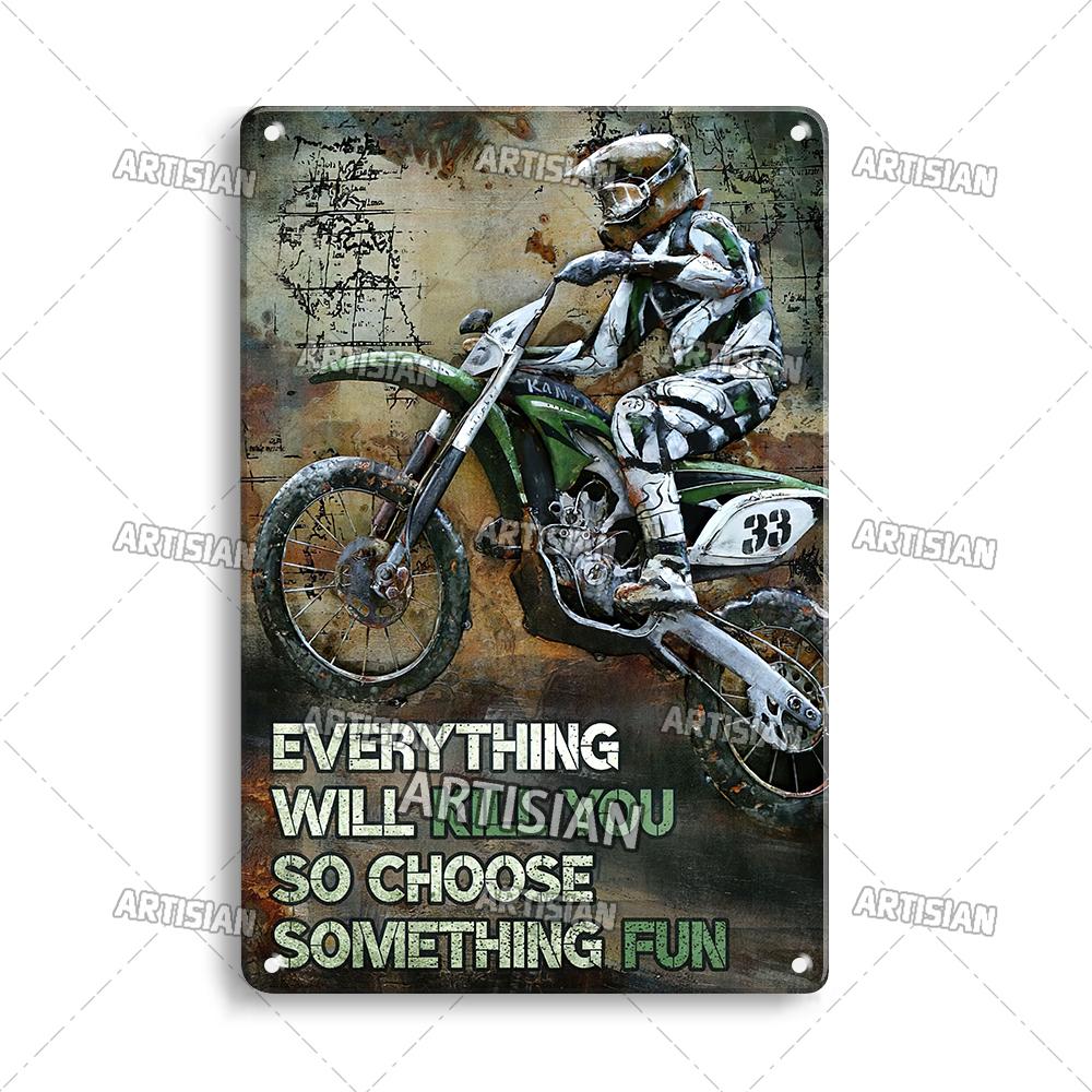 Retro Motorcycle Metal Tin Sign Classic Metal Plaque Man Cave Garage Wall Decorative Rusty Metal Sign Industrial Decor