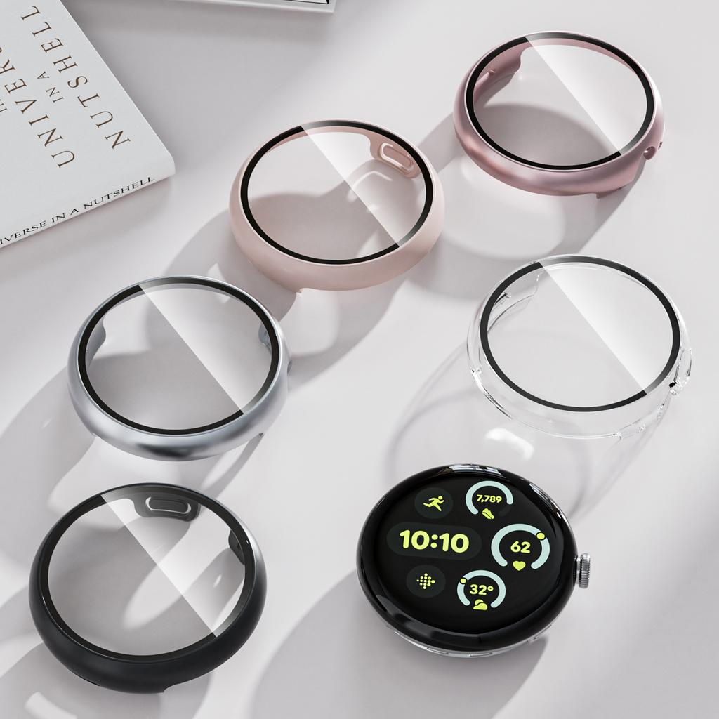 Tempered Glass+Case for Google Pixel Watch 3 45mm Accessorie Screen Protector PC Cover Frame for Google Pixel Watch 3 2 1 41mm