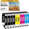 Чернильные картриджи 604XL - KERIA LUMINAIRES - Совместимые с Epson - Черный, Голубой, Пурпурный, Желтый - Мультипак 8 штук