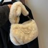 Lazy Plush Bag High-end Crossbody Bag Autumn and Winter Pearl Shoulder Bag Women Ins Fashion Cloud Bag