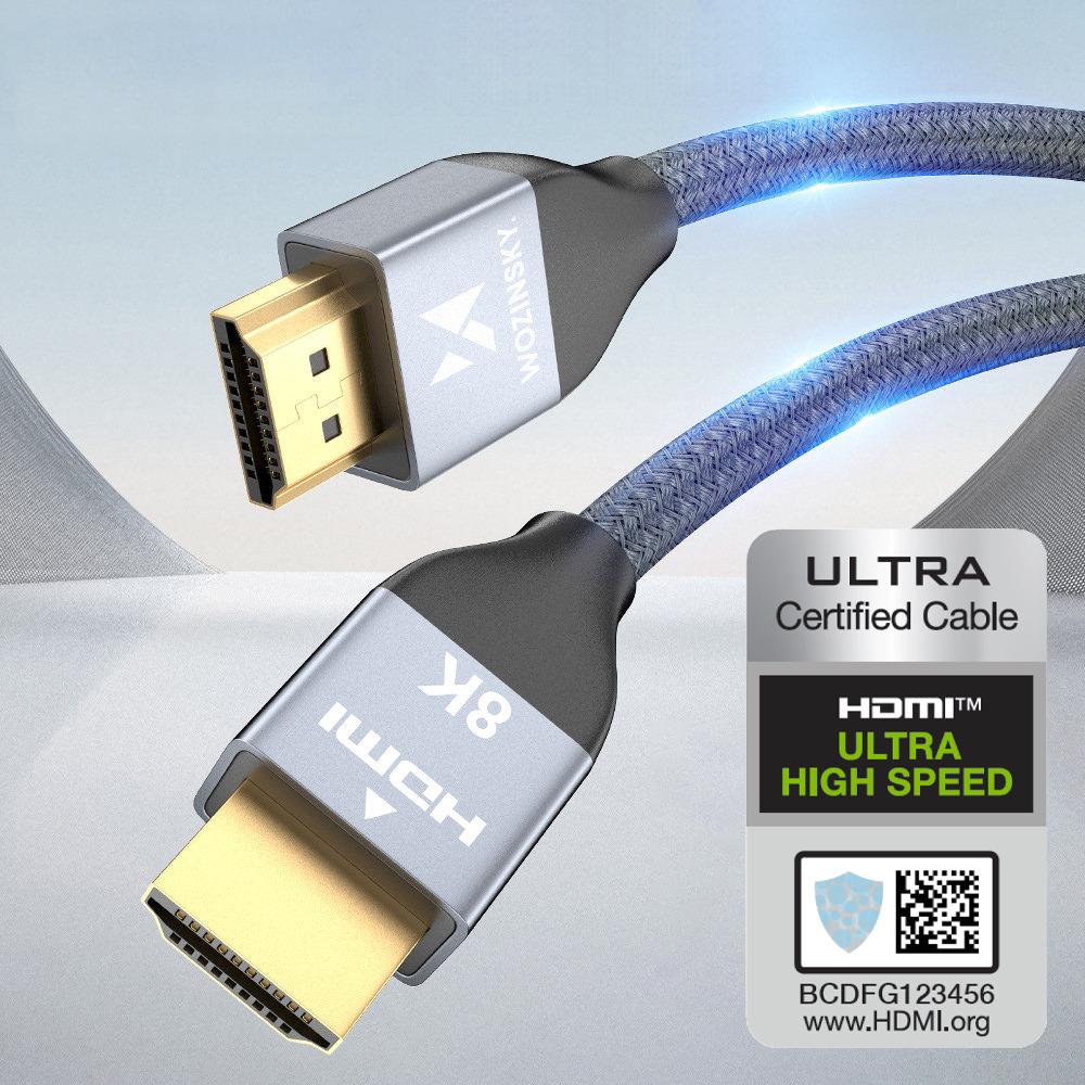Wozinsky HDMI 2.1 Cable 8K@60Hz/4K@120Hz/2K@144Hz, 48Gbps, 2m, Silver (WHDMI-20 Model)