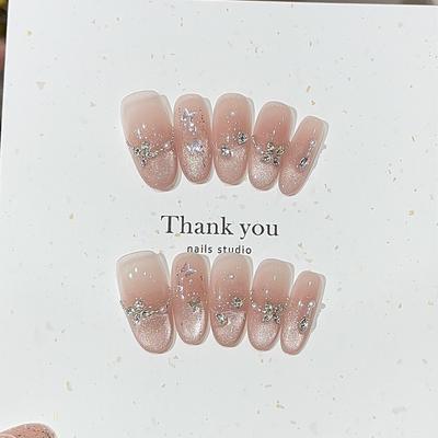 Фокус Весна и Лето Атмосфера Вспышки Персиковые Кошачьи Глаза Вспышки Изящные Бабочки Блестки Сломанный Бриллиант Носить Броню