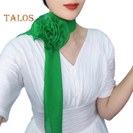 Шифоновый атласный длинный шарф с цветочным декором, дышащая универсальная пляжная шаль, защита от солнца, шифоновая шаль, повседневная одежда