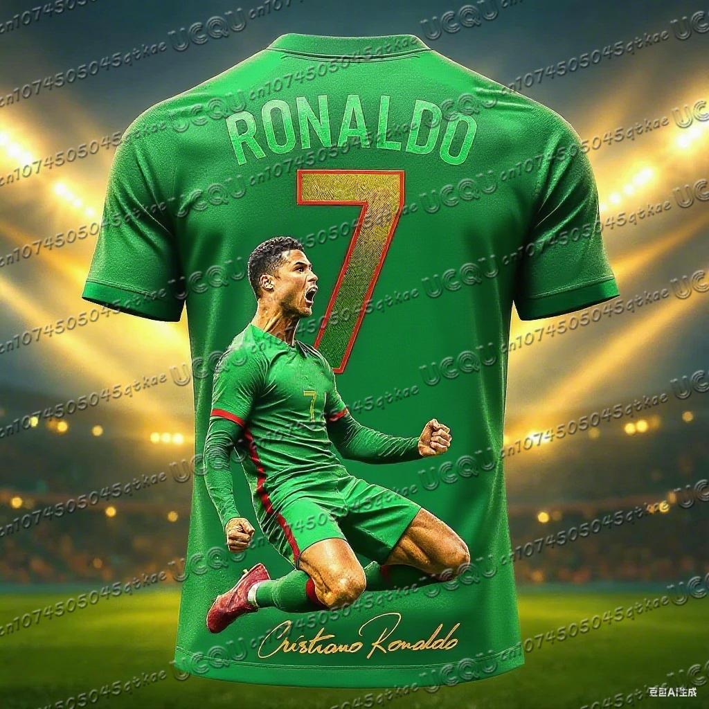Football Jersey 3d Printed NO.7 Ronaldo Boys Girls Training Kids Sports Breathable Short Sleeve Children's T-shirt
