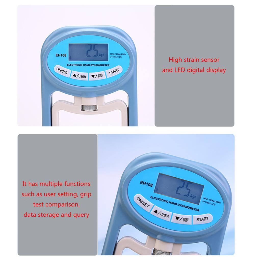 Portable Grip Strength Tester Digital Dynamometer for Hand Measurement Meter Auto Capturing Electronic Forearm Finger